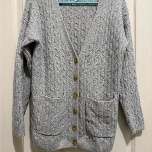 Hippie Rose Cozy Gray Cable Knit Cardigan